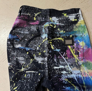 New $1995 Dolce&Gabbana Women’s Splatter Paint Skinny Jeans Black/Multi 40 It.