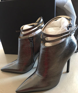 NIB $990 Bottega Veneta Women Leather Shoes Boots Metal Black 9 US ( 39 Eu ) - BAYSUPERSTORE