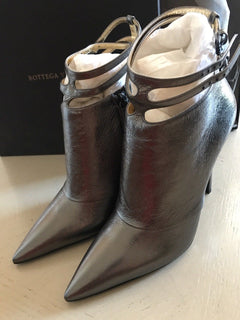 NIB $990 Bottega Veneta Women Leather Shoes Boots Metal Black 9 US ( 39 Eu ) - BAYSUPERSTORE