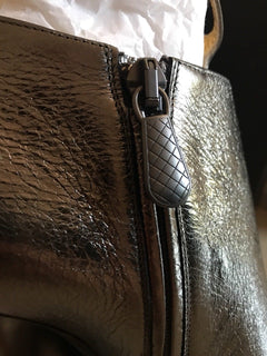 NIB $990 Bottega Veneta Women Leather Shoes Boots Metal Black 9 US ( 39 Eu ) - BAYSUPERSTORE