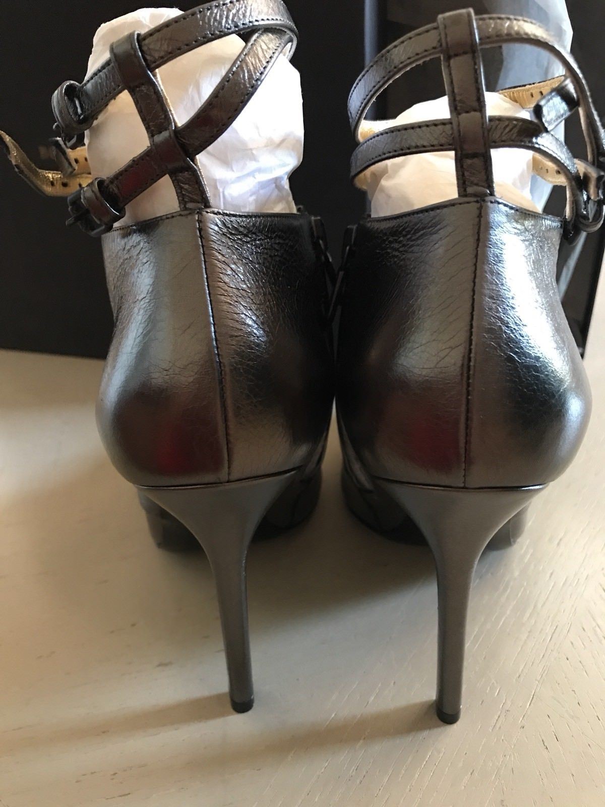 NIB $990 Bottega Veneta Women Leather Shoes Boots Metal Black 9 US ( 39 Eu ) - BAYSUPERSTORE