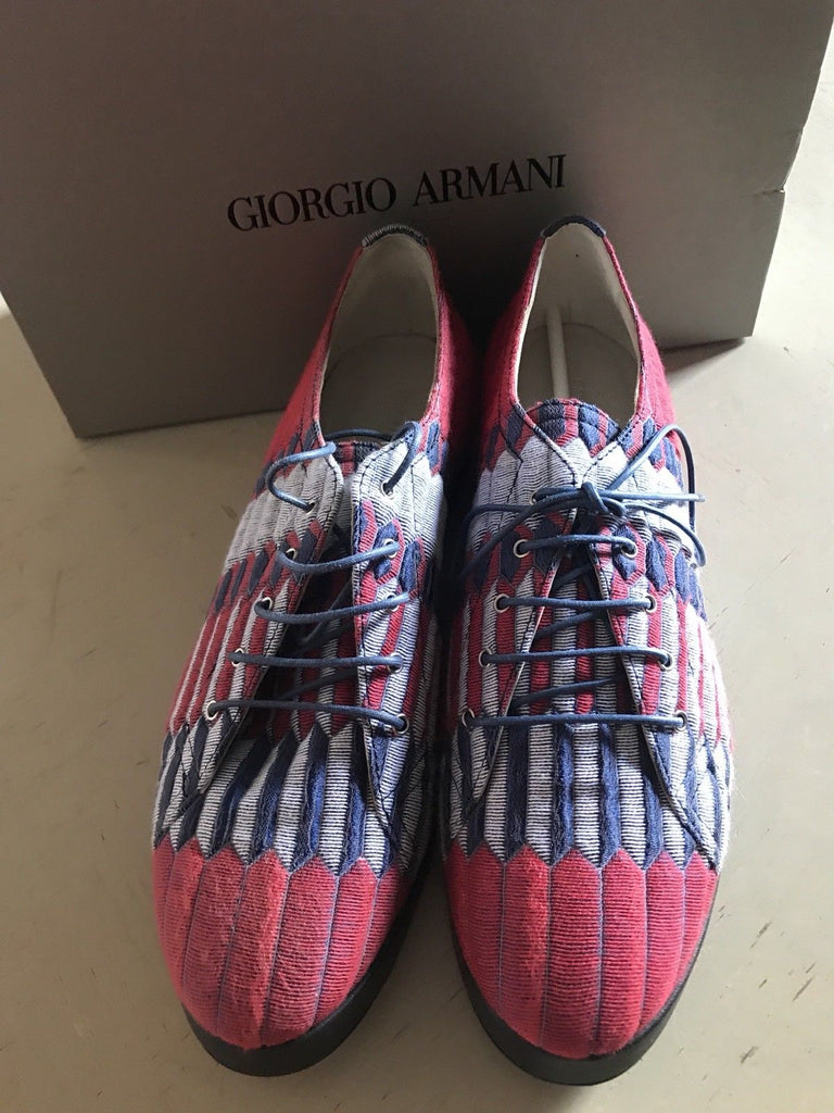 NIB $825 Giorgio Armani Women's  Flats Knight Shoes Sneakers Blue/Red 7.5 US - BAYSUPERSTORE