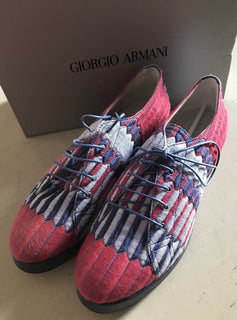 NIB $825 Giorgio Armani Women's  Flats Knight Shoes Sneakers Blue/Red 7.5 US - BAYSUPERSTORE