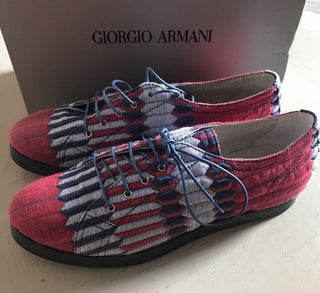 NIB $825 Giorgio Armani Women's  Flats Knight Shoes Sneakers Blue/Red 7.5 US - BAYSUPERSTORE