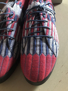 NIB $825 Giorgio Armani Women's  Flats Knight Shoes Sneakers Blue/Red 7.5 US - BAYSUPERSTORE