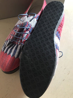NIB $825 Giorgio Armani Women's  Flats Knight Shoes Sneakers Blue/Red 7.5 US - BAYSUPERSTORE