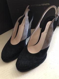 NIB $950 Bottega Veneta Women’s Luxe Suede Shoes Sandal Black 8 US ( 38 Eu ) Ita