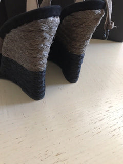 NIB $950 Bottega Veneta Women’s Luxe Suede Shoes Sandal Black 8 US ( 38 Eu ) Ita
