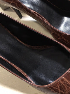 NIB $2995 Giorgio Armani Women Caiman Leather Shoes Burgundy 9 US ( 39 Eu )