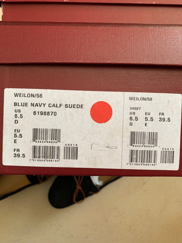 New $495 Bally Men Weilon Suide Driver Loafers Shoes Blue Navy 6.5 US Italy