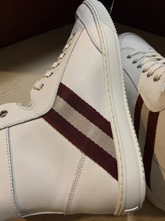 New $650 Bally Men Oldani Leather High-Top Sneakers White 8.5 US Italy