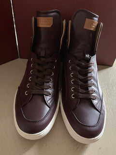 New $650 Bally Men Oldani Leather High-Top Sneakers Color Merlot 8 US Italy