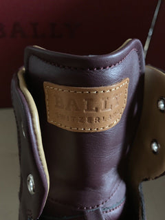 New $650 Bally Men Oldani Leather High-Top Sneakers Color Merlot 8 US Italy