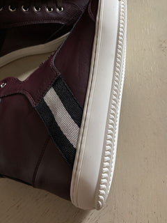 New $650 Bally Men Oldani Leather High-Top Sneakers Color Merlot 8 US Italy