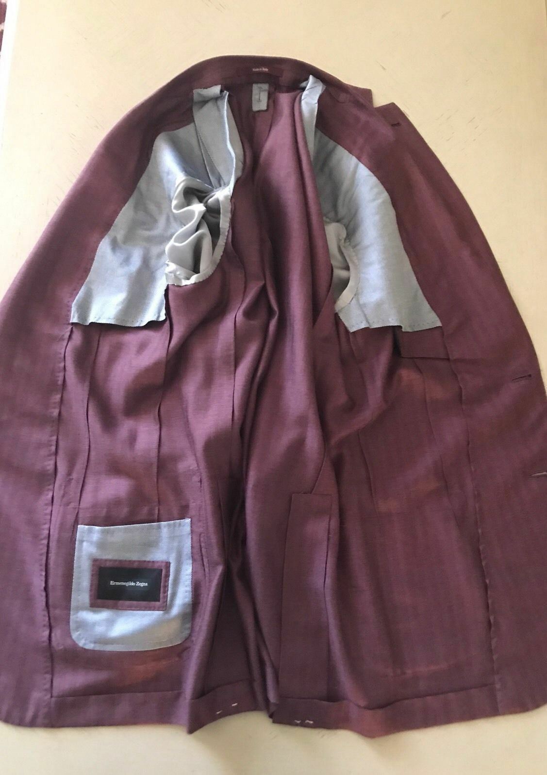New $2995 Ermenegildo Zegna Slim Sport Coat Blazer Burgundy 42 US (52 Eur) Italy
