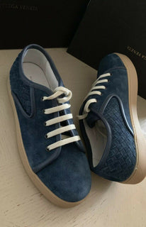 NIB $ 720 Bottega Veneta Herren Wildleder Sneakers Schuhe Blau 9,5 US (42,5 Eu) Italien 