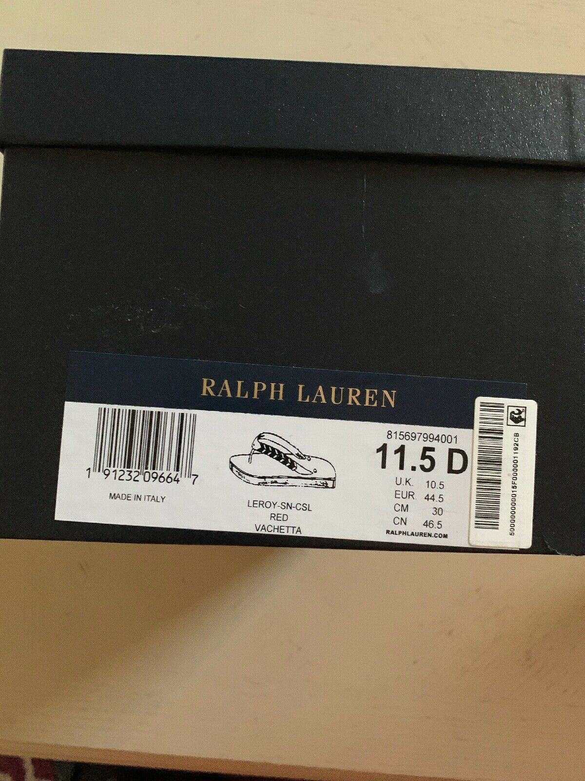 New $495 Ralph Lauren Purple Label Mens Vachetta Leather Sandal Red 11.5 US