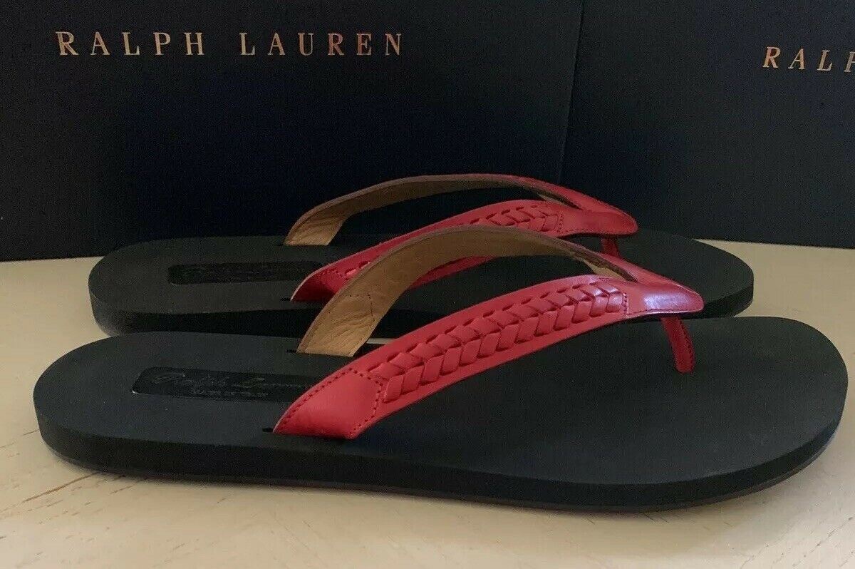 New $495 Ralph Lauren Purple Label Mens Vachetta Leather Sandal Red 8.5 US