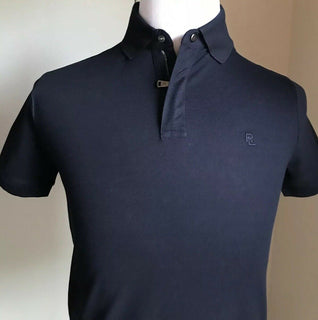 Neu mit Etikett: 375 $ Ralph Lauren Purple Label Herren-Poloshirt Blau S Italien