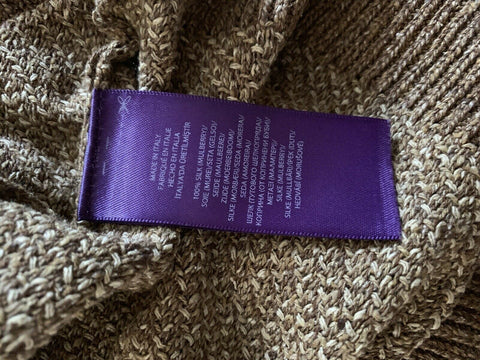 NWT $895 Ralph Lauren Purple Label Мужской шелковый свитер с круглым вырезом Коричневый XL Италия