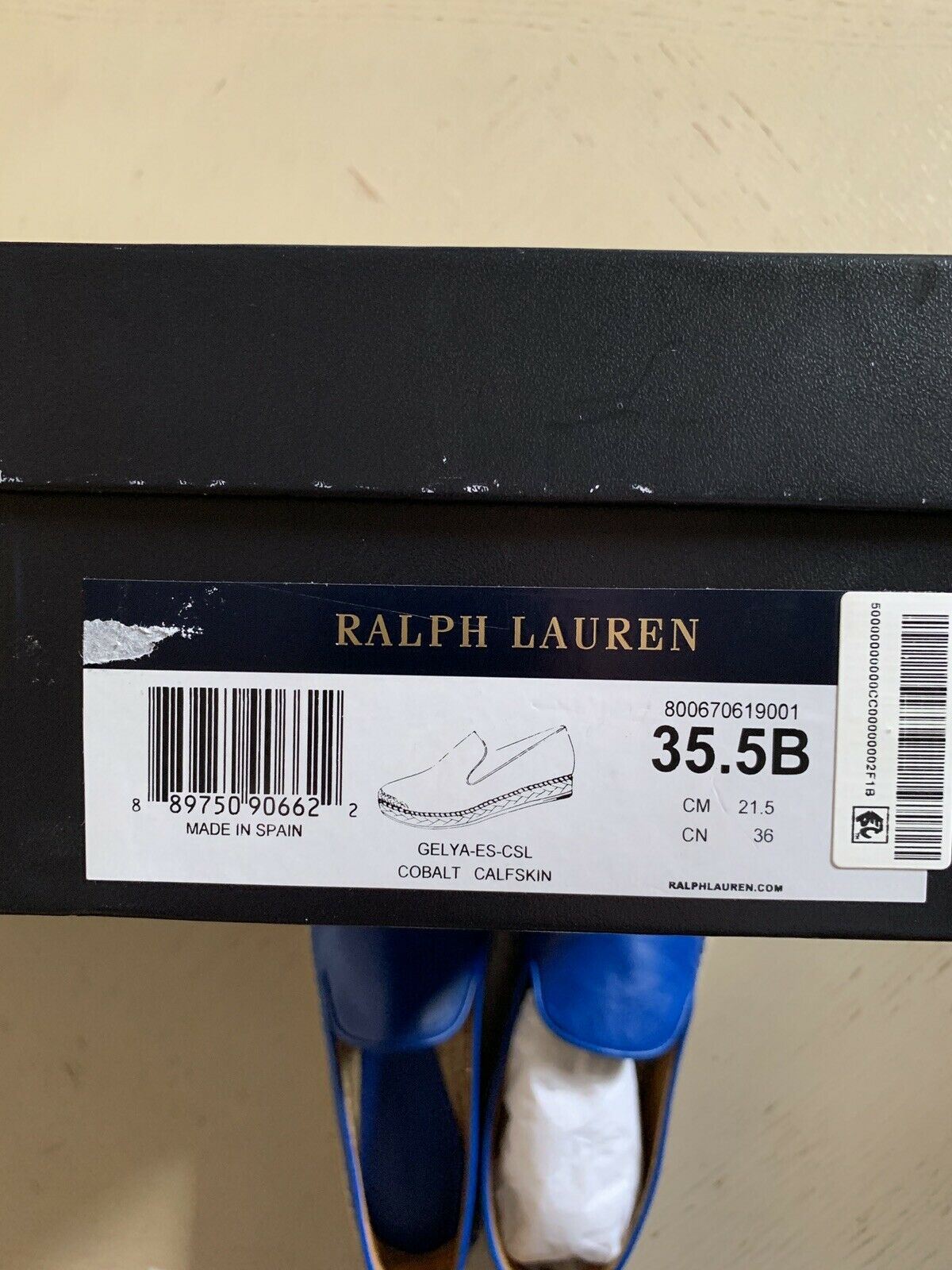 NIB $550 Ralph Lauren Purple Label Women Espadrille Blue 5.5 US ( 35.5 Eu )