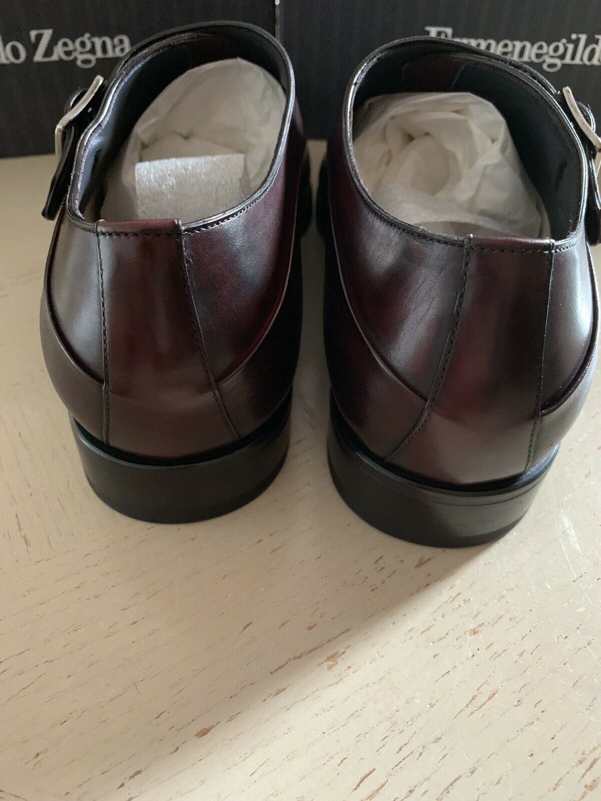 New $1350 Ermenegildo Zegna Couture Monk Brogues Leather Shoes Burgundy ...