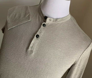 NWT $ 1045 Giorgio Armani Herren Poloshirt aus 100 % Leinen Grau S US (46 Eu) Italien