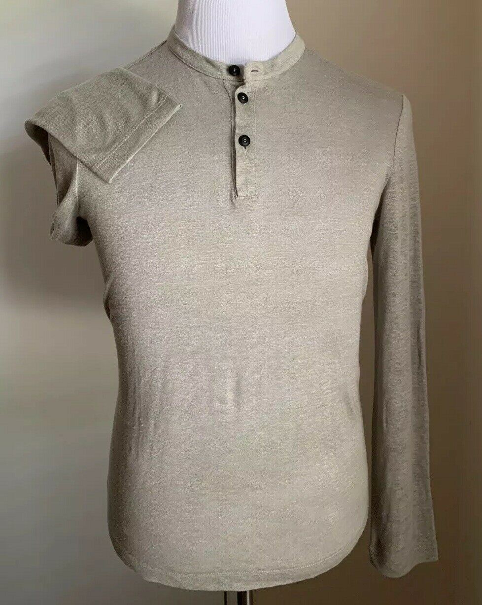 NWT $1045  Giorgio Armani Men 100% Linen Polo Shirt Gray S US ( 46 Eu ) Italy