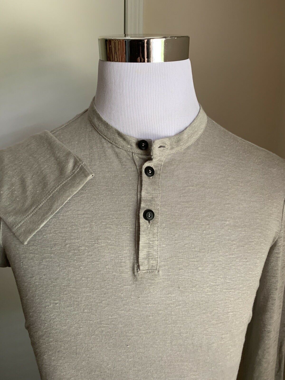 NWT $1045  Giorgio Armani Men 100% Linen Polo Shirt Gray S US ( 46 Eu ) Italy