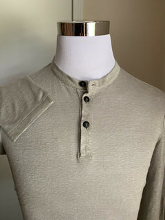 NWT $ 1045 Giorgio Armani Herren Poloshirt aus 100 % Leinen Grau S US (46 Eu) Italien