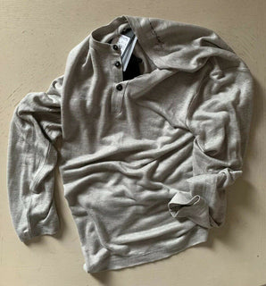 NWT $ 1045 Giorgio Armani Herren Poloshirt aus 100 % Leinen Grau S US (46 Eu) Italien