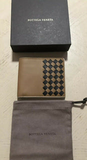 New Bottega Veneta Mens Wallet Camel/Black 113993 Italy