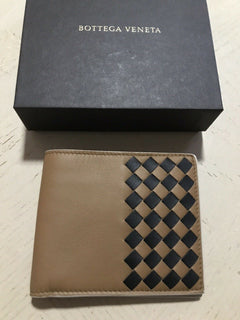 New Bottega Veneta Mens Wallet Camel/Black 113993 Italy