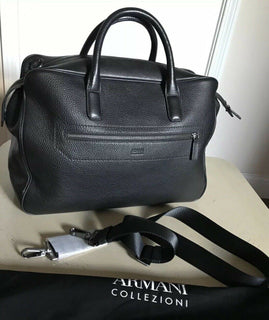 Neue 1395 $ Armani Collezioni Herren Leder Aktentasche Reisetasche Schwarz