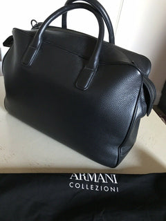 Neue 1395 $ Armani Collezioni Herren Leder Aktentasche Reisetasche Schwarz