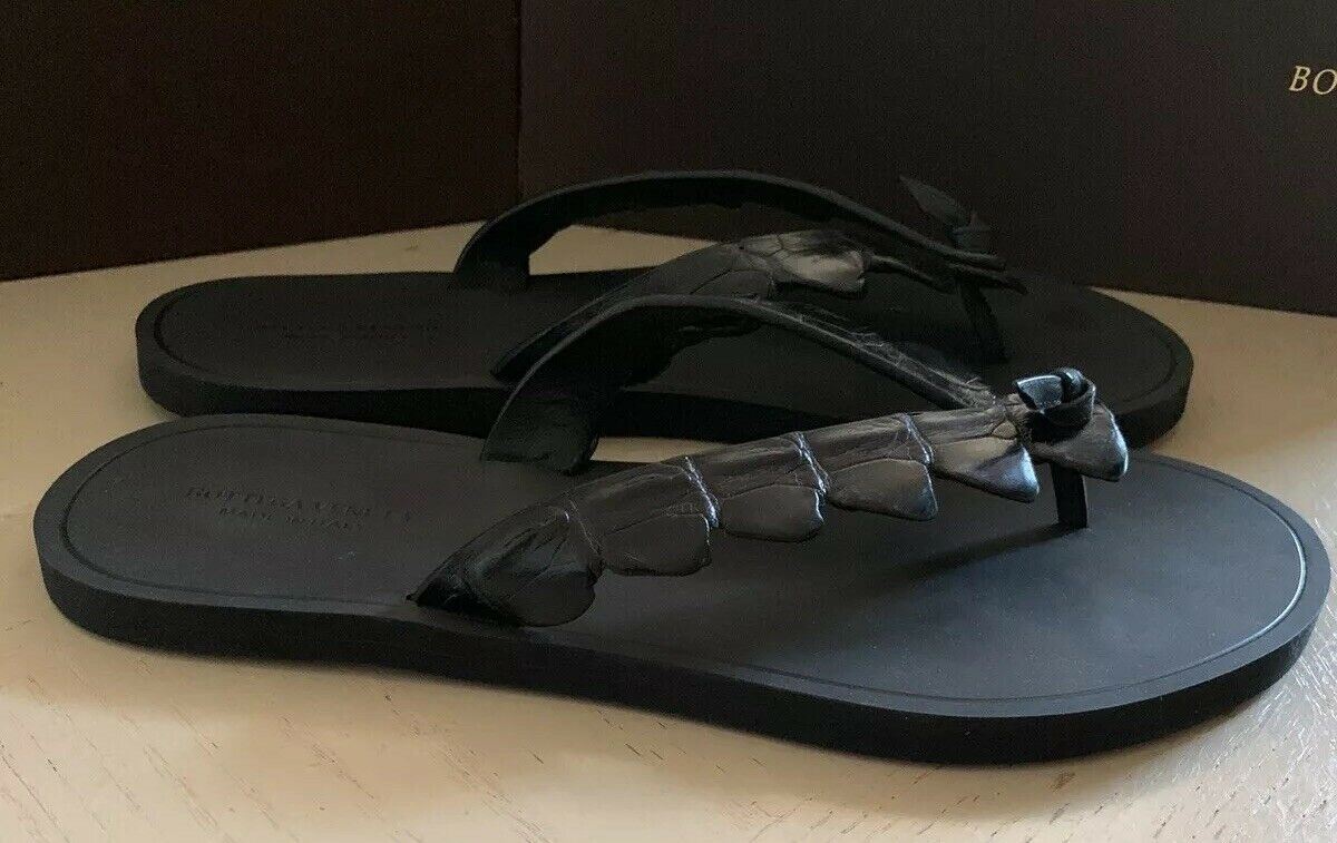 NIB $ 620 Bottega Veneta Herren Krokodil Flip Flop Sandale Schuhe Schwarz 7 US/40 Euro 