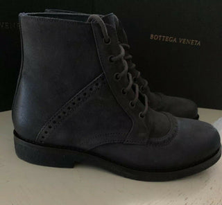 NIB $ 810 Bottega Veneta Herren Lederstiefel Schuhe DK Grau 8,5 US/41,5 Eu 