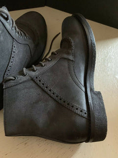 NIB $ 810 Bottega Veneta Herren Lederstiefel Schuhe DK Grau 8,5 US/41,5 Eu 