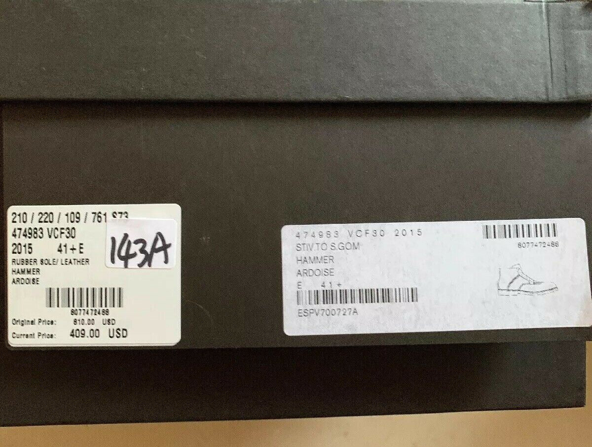 NIB $ 810 Bottega Veneta Herren Lederstiefel Schuhe DK Grau 8,5 US/41,5 Eu 