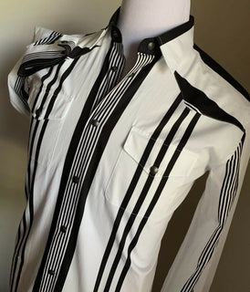 NWT 890 Bottega Veneta Mens Dress Shirt Black/White 40/15 3/4 Italy