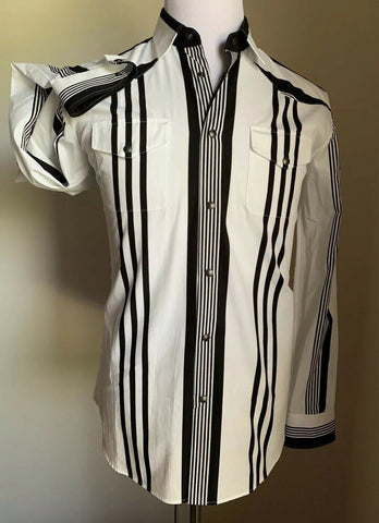 NWT 890 Bottega Veneta Mens Dress Shirt Black/White 40/15 3/4 Italy