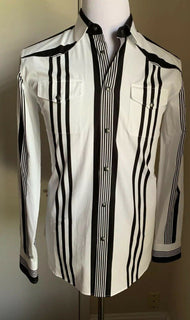 NWT 890 Bottega Veneta Mens Dress Shirt Black/White 40/15 3/4 Italy