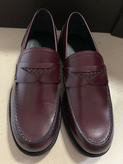 NIB $940 Bottega Veneta Mens Leather Loafers Shoes Burgundy 6 US ( 39 Eu ) Ita