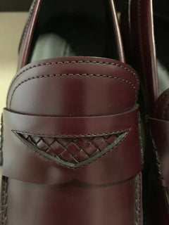 NIB $940 Bottega Veneta Mens Leather Loafers Shoes Burgundy 6 US ( 39 Eu ) Ita