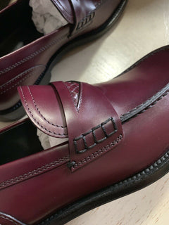 NIB $940 Bottega Veneta Mens Leather Loafers Shoes Burgundy 6 US ( 39 Eu ) Ita
