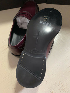 NIB $940 Bottega Veneta Mens Leather Loafers Shoes Burgundy 6 US ( 39 Eu ) Ita