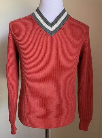 New $845 Brunello Cucinelli Men V-Neck Sweater Strawberry Red M ( 48 Eu ) Italy