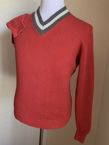 New $845 Brunello Cucinelli Men V-Neck Sweater Strawberry Red M ( 48 Eu ) Italy