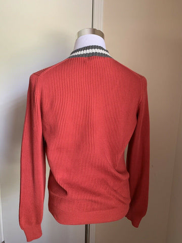 New $845 Brunello Cucinelli Men V-Neck Sweater Strawberry Red M ( 48 Eu ) Italy