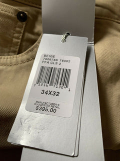 Neu mit Etikett: 395 $ Ralph Lauren Purple Label Herrenjeanshose Slim Fit Beige 34/32L US